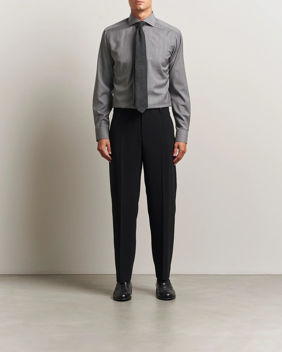 Men | Shirts | Eton | Slim Fit Merino Shirt Dark Grey