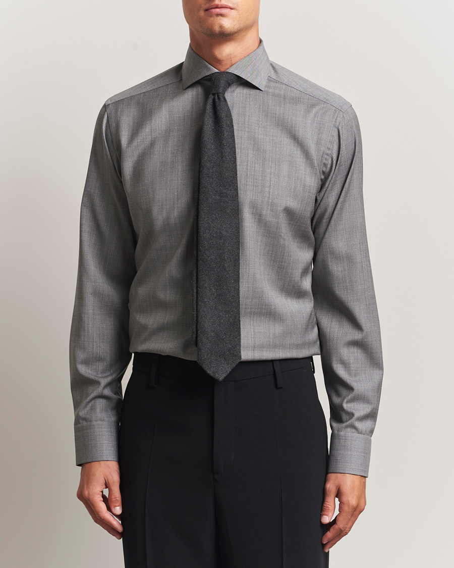 Men | Shirts | Eton | Slim Fit Merino Shirt Dark Grey