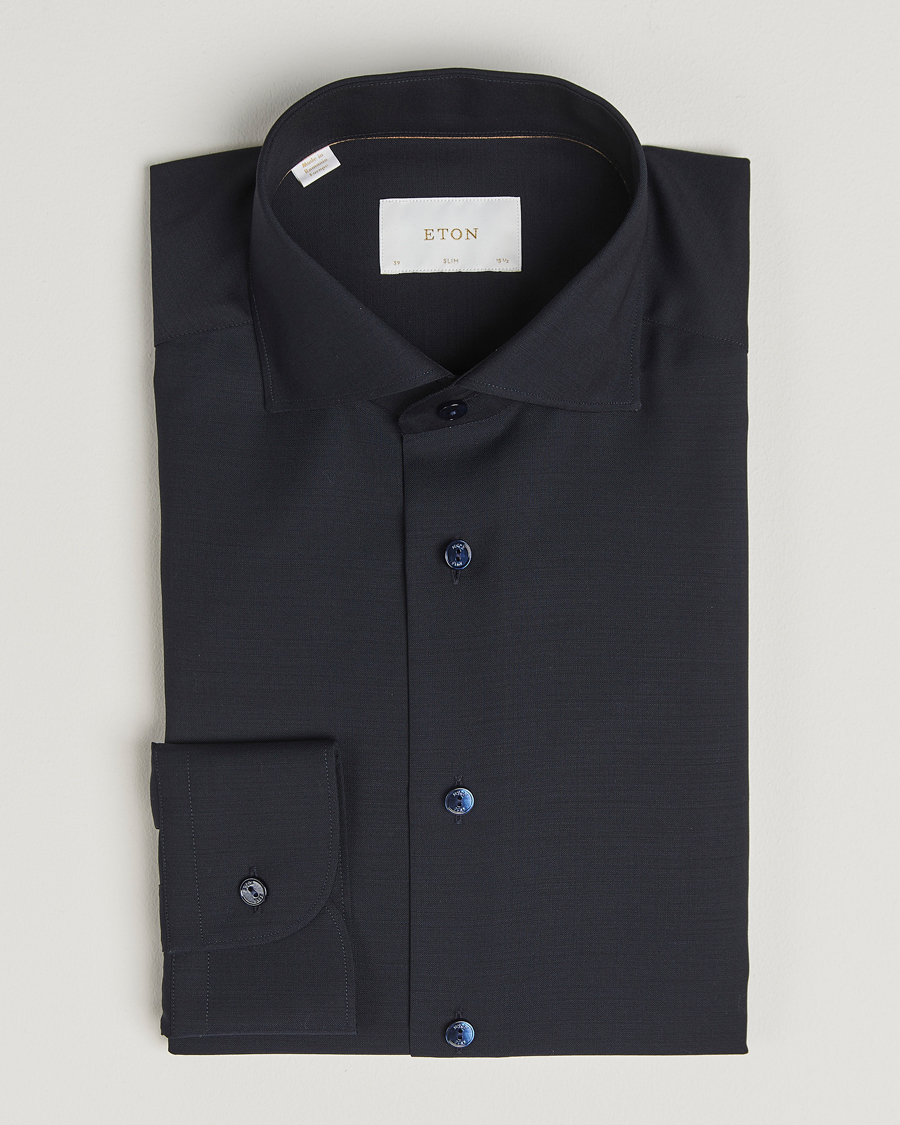 Men | Shirts | Eton | Slim Fit Merino Shirt Navy