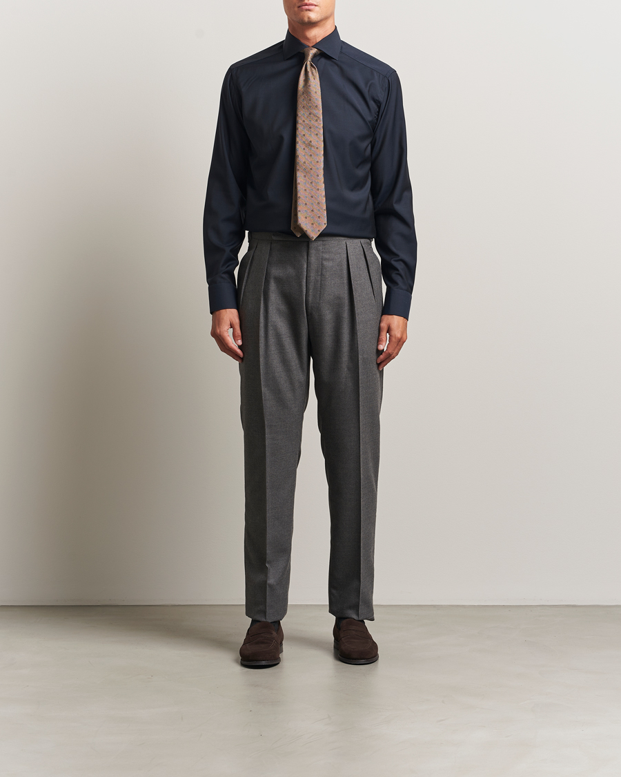 Men | Shirts | Eton | Slim Fit Merino Shirt Navy
