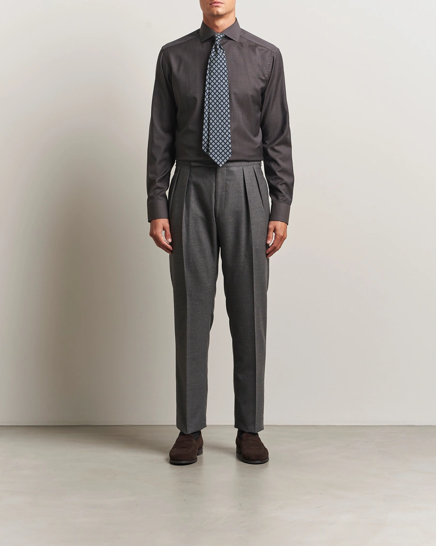 Men | Shirts | Eton | Slim Fit Merino Shirt Dark Brown