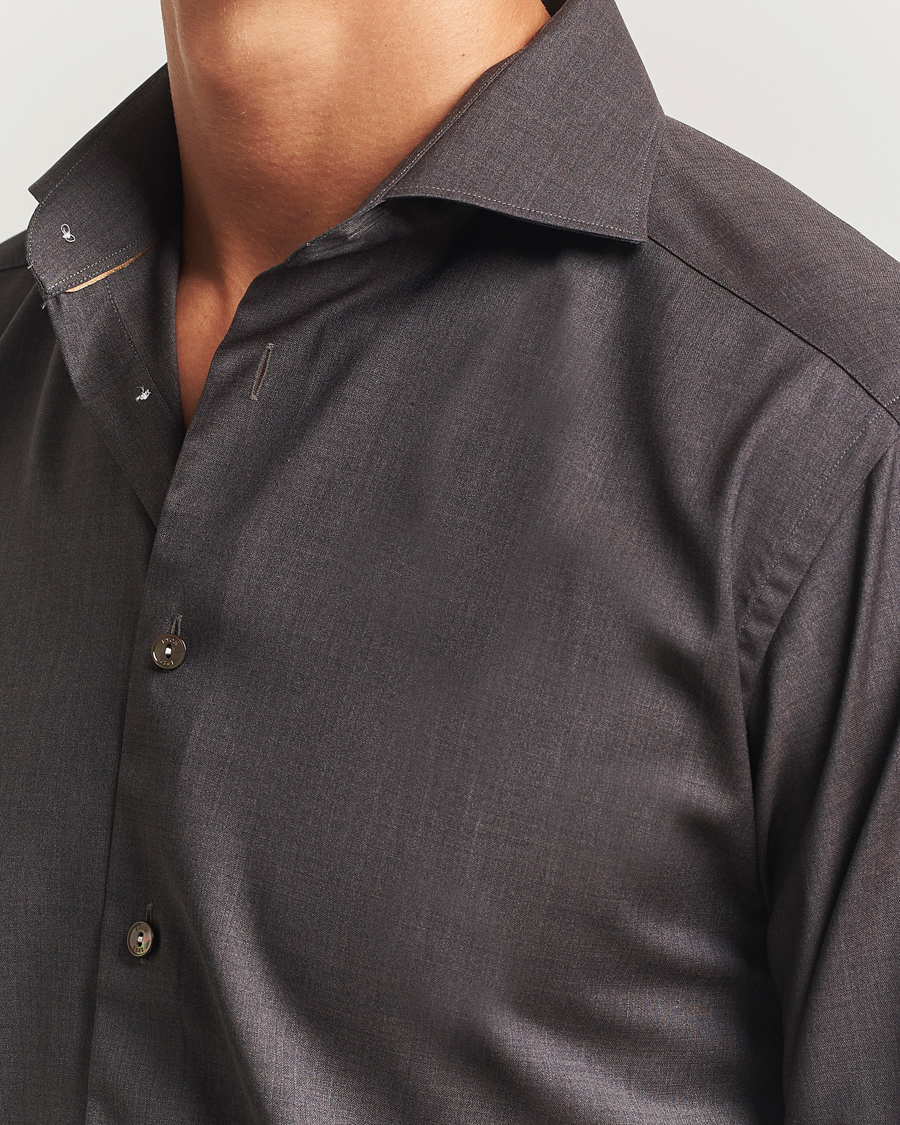 Men | Shirts | Eton | Slim Fit Merino Shirt Dark Brown