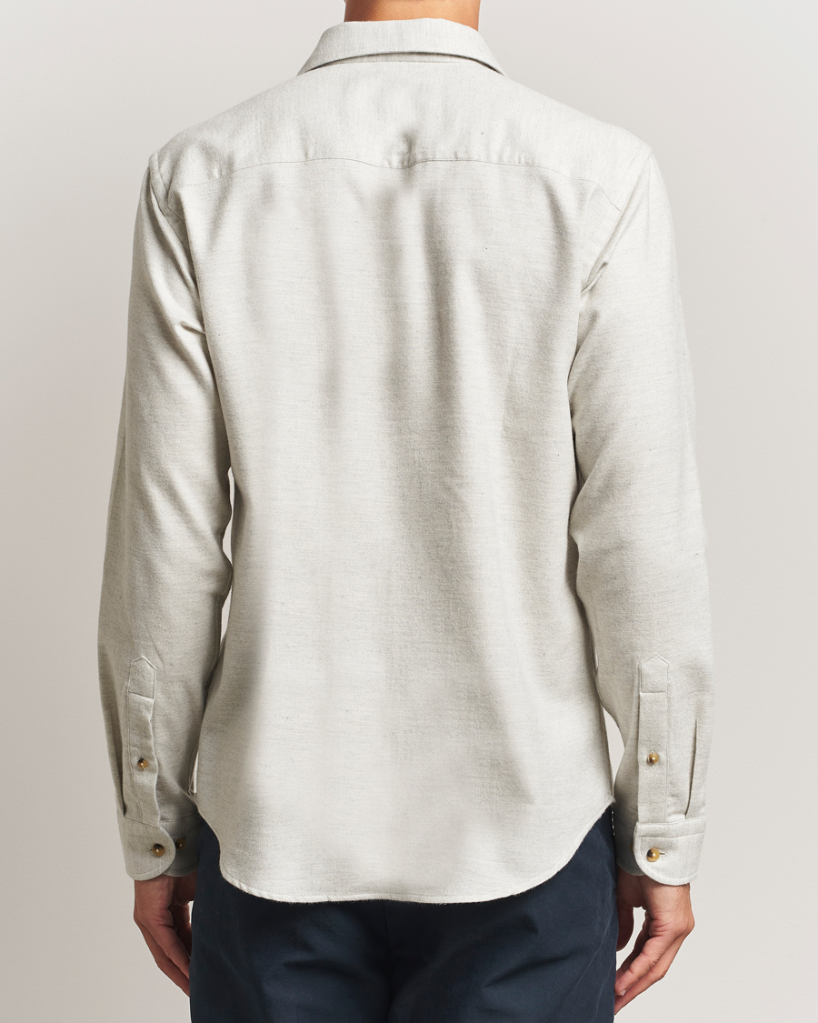 Men | Shirts | Eton | Casual Fit One Piece Collar Flannel Shirt Light Grey