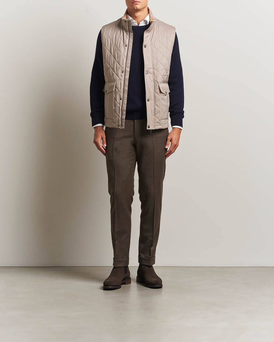 Men | Gilets | Eton | Quilted Shell Vest Beige
