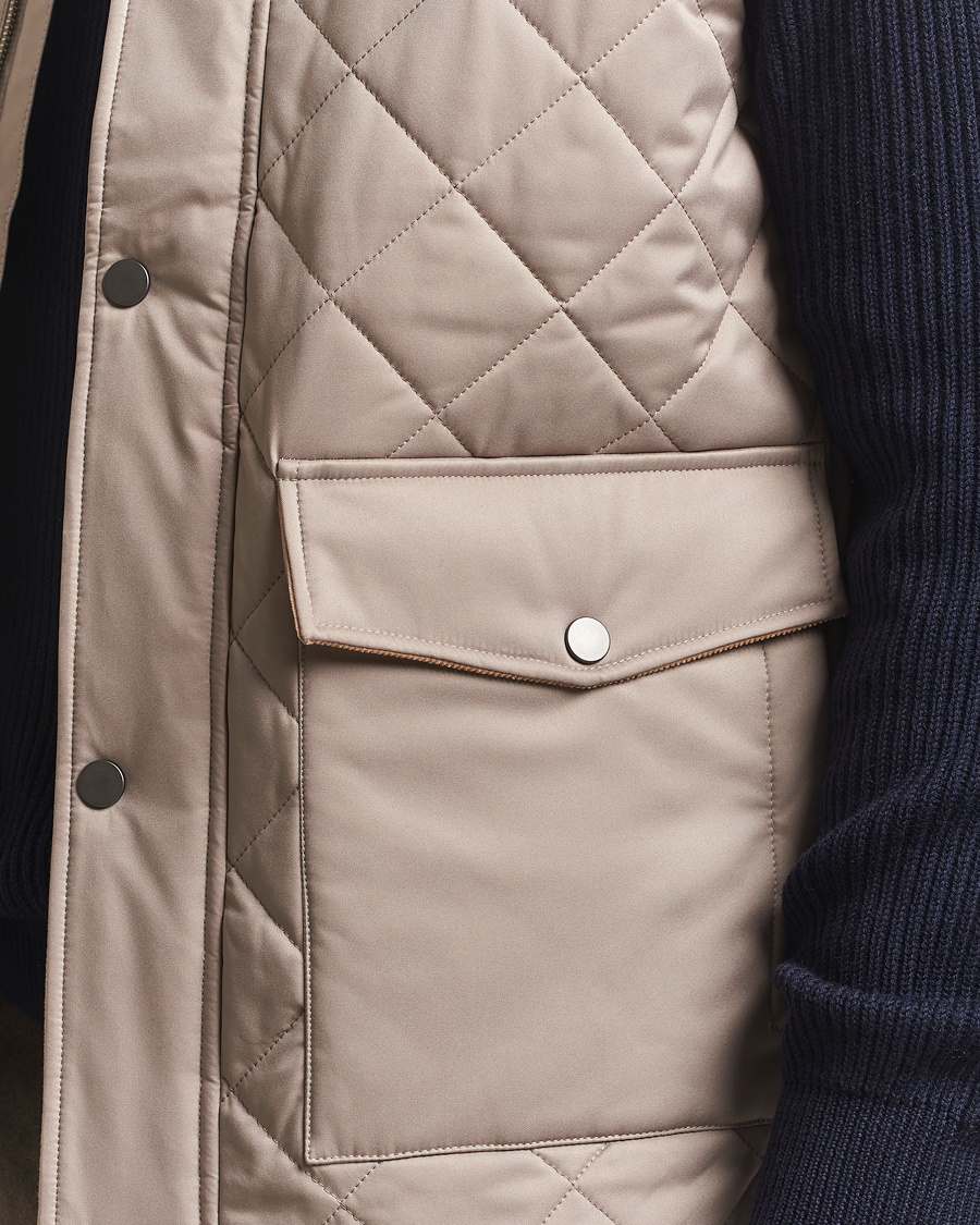 Men | Gilets | Eton | Quilted Shell Vest Beige
