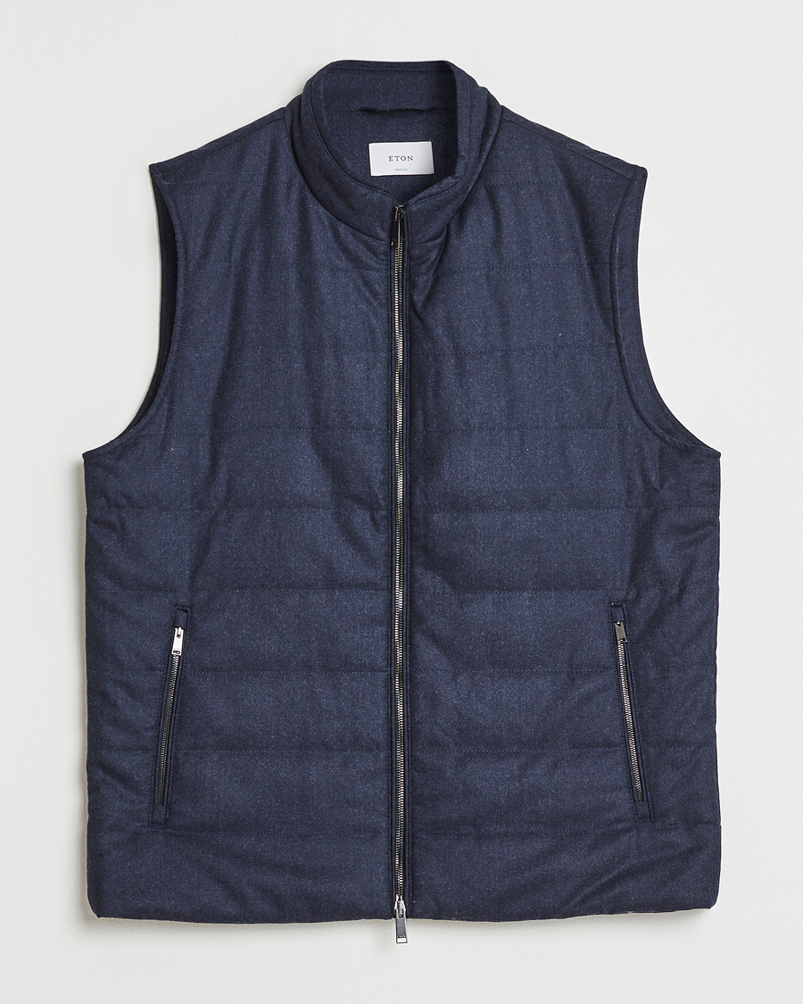 Men | Gilets | Eton | Wool Padded Vest Navy