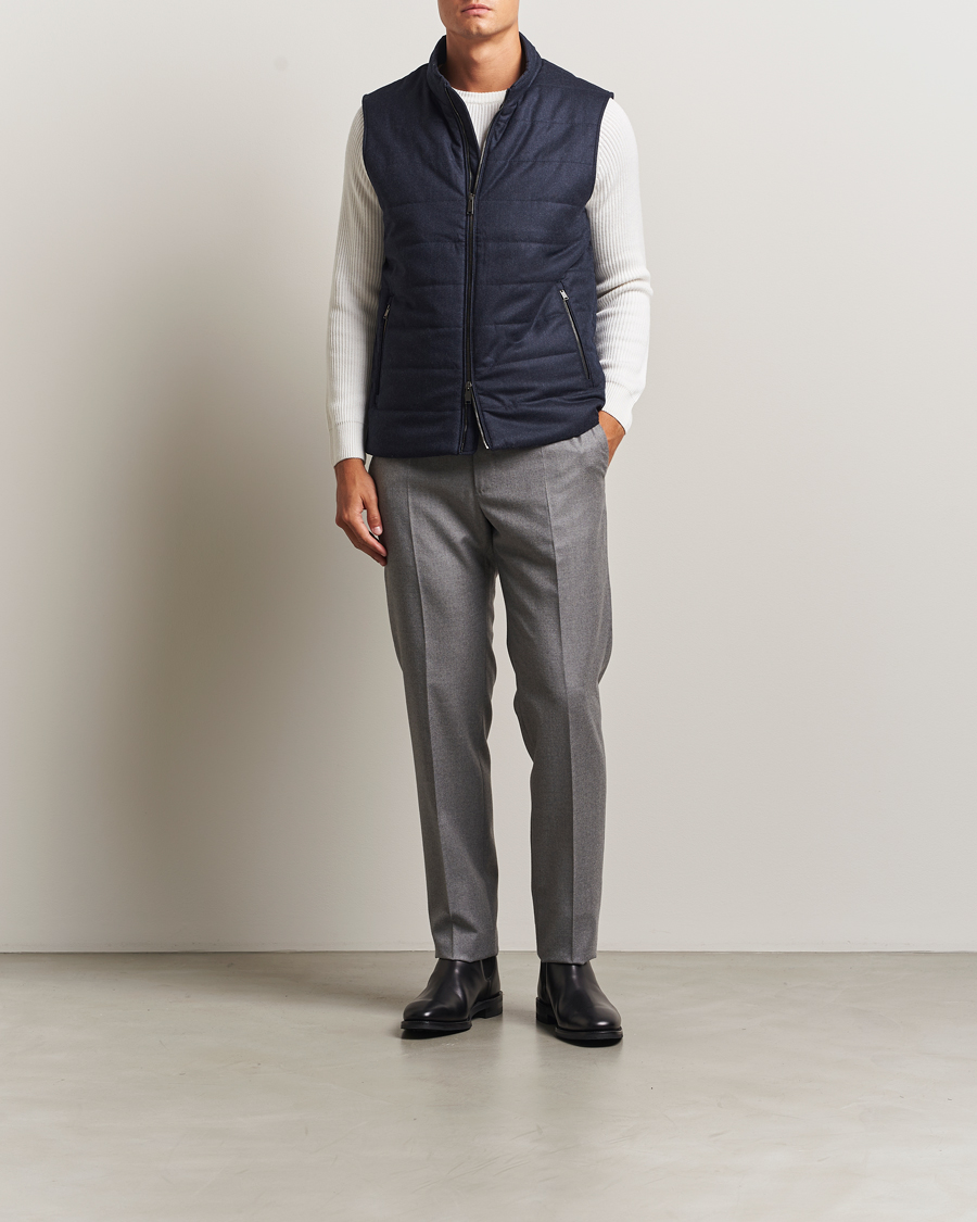 Men | Gilets | Eton | Wool Padded Vest Navy