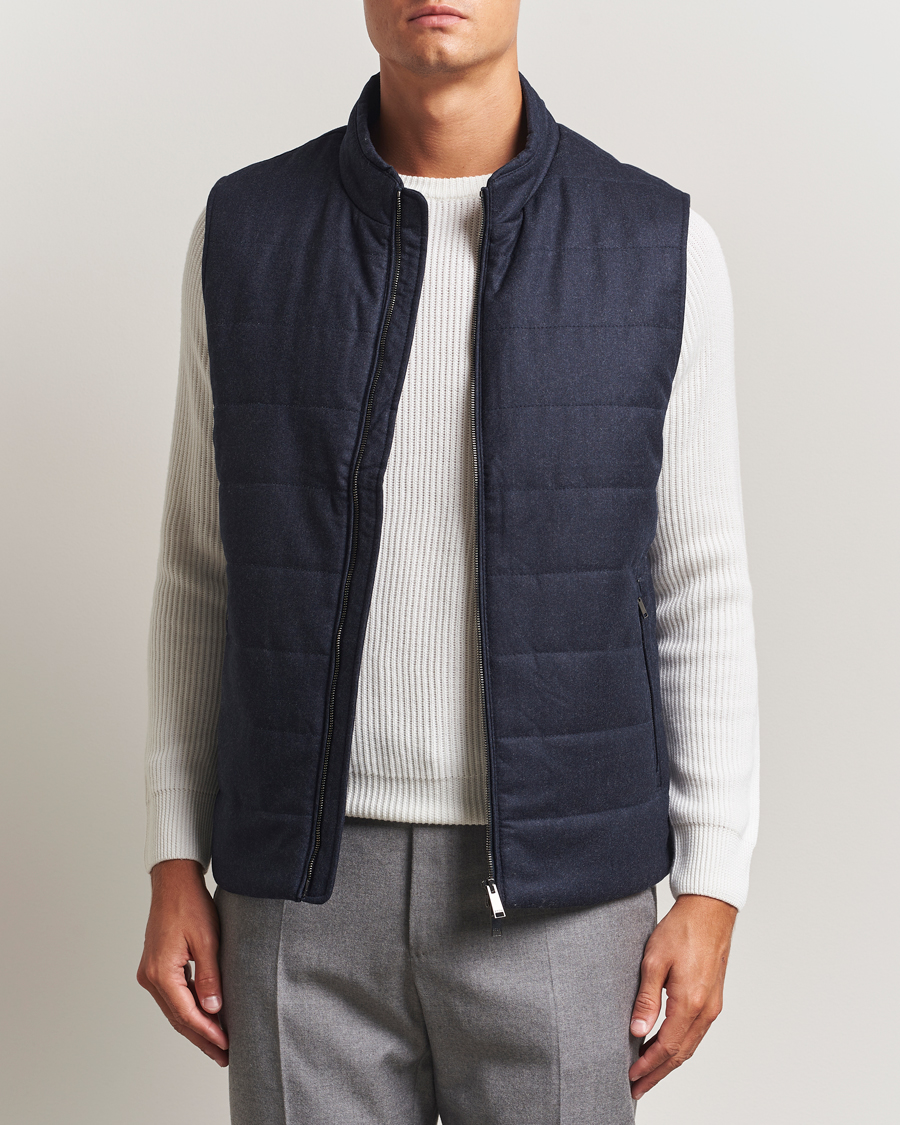 Men | Gilets | Eton | Wool Padded Vest Navy