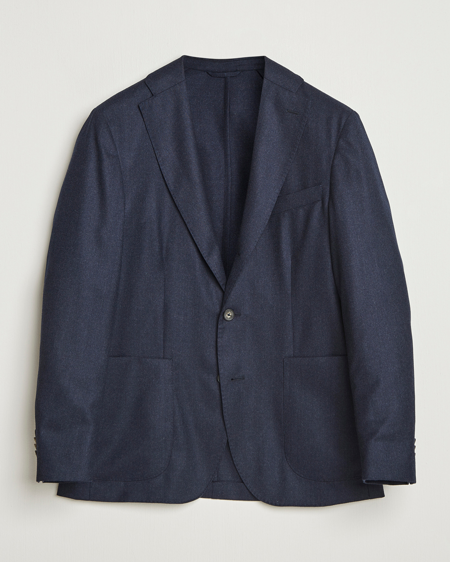 Men | Blazers | Eton | Wool Flannel Patch Pocket Blazer Navy