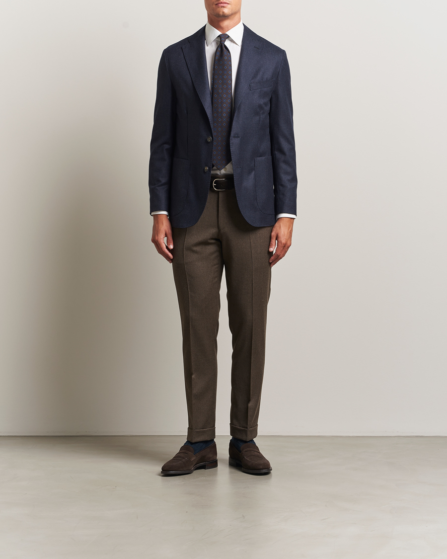 Men | Blazers | Eton | Wool Flannel Patch Pocket Blazer Navy