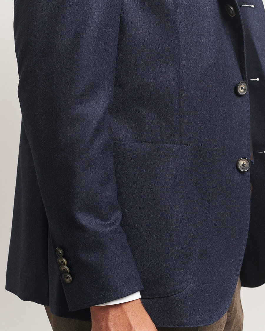 Men | Blazers | Eton | Wool Flannel Patch Pocket Blazer Navy