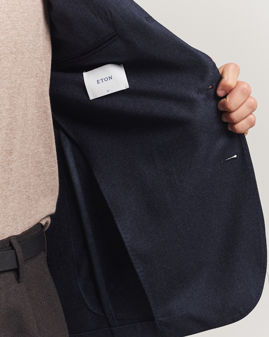 Men | Blazers | Eton | Wool Flannel Patch Pocket Blazer Navy