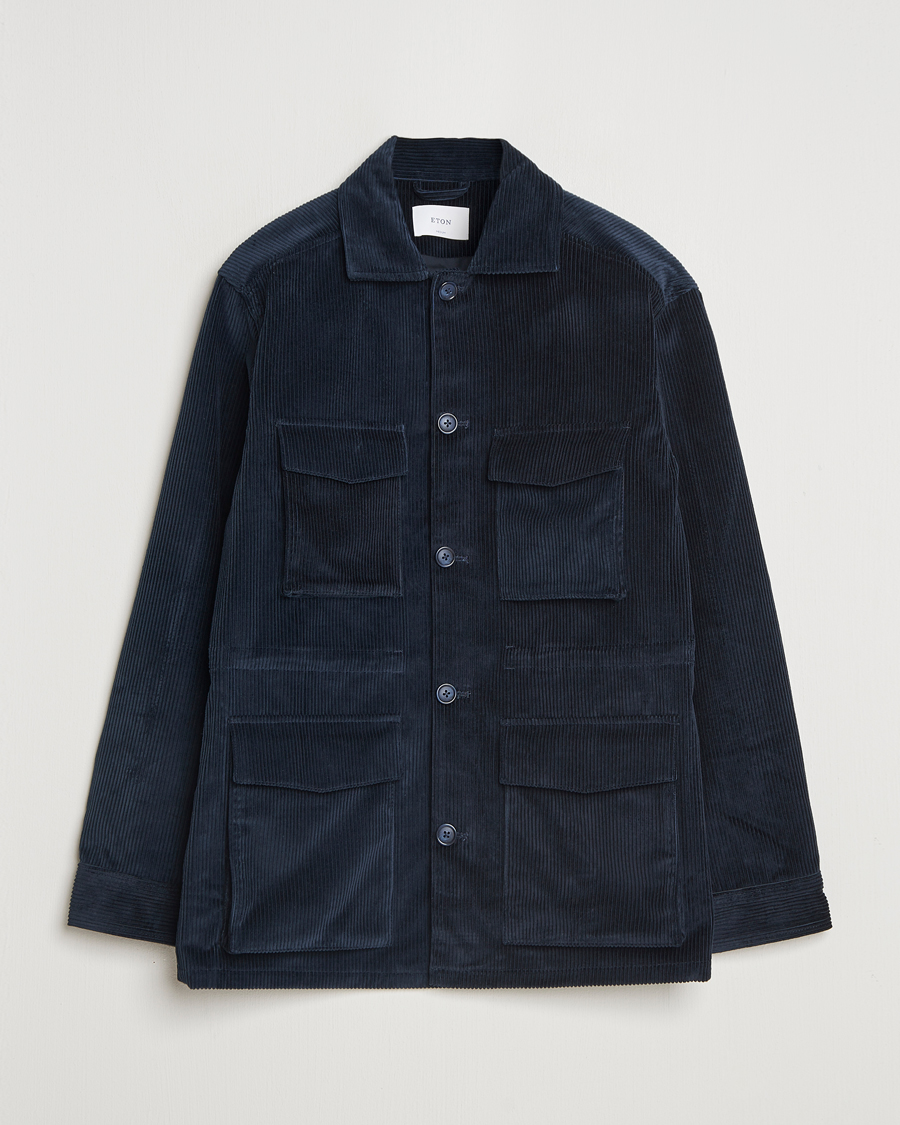 Men | Coats & Jackets | Eton | Corduroy Field Jacket Navy