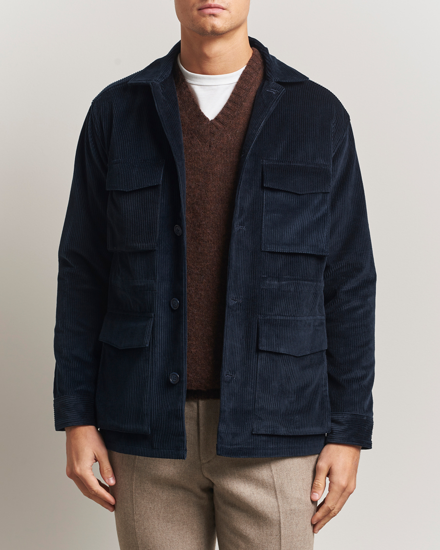 Men | Coats & Jackets | Eton | Corduroy Field Jacket Navy