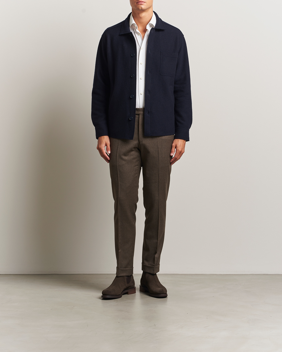 Men | Shirts | Eton | Boiled Wool Overshirt Navy