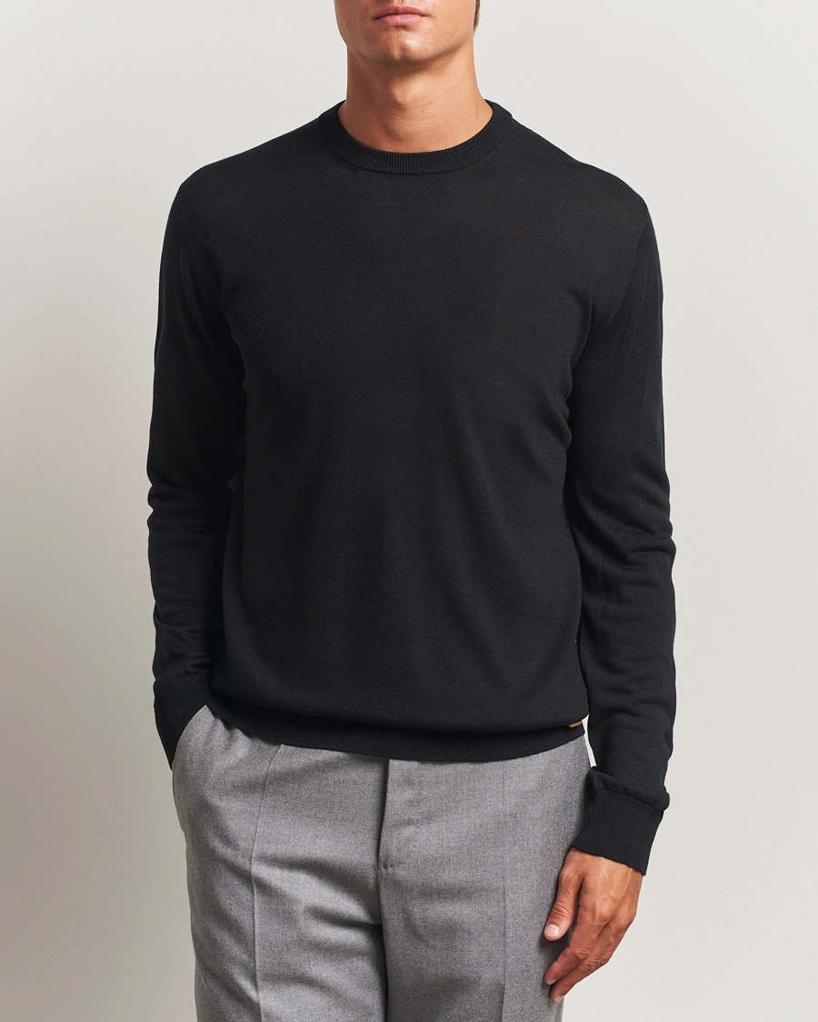 Men | Sweaters & Knitwear | Eton | Merino Knitted Crew Neck Black