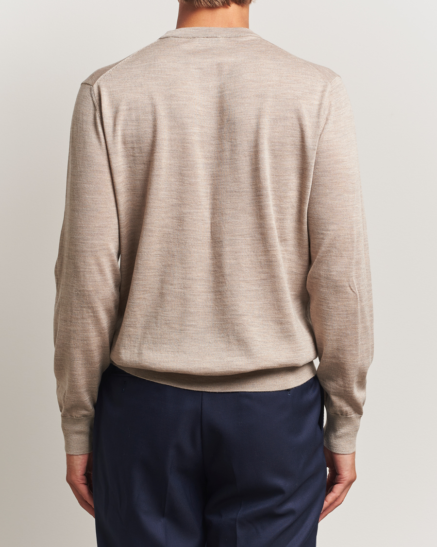Men | Sweaters & Knitwear | Eton | Merino Knitted Crew Neck Beige