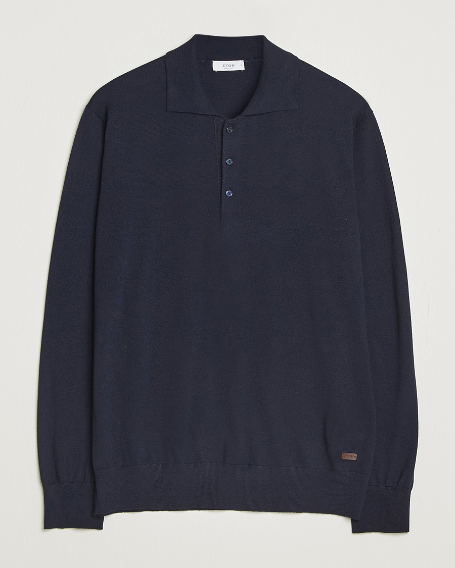 Men | Sweaters & Knitwear | Eton | Merino Knitted Polo Navy