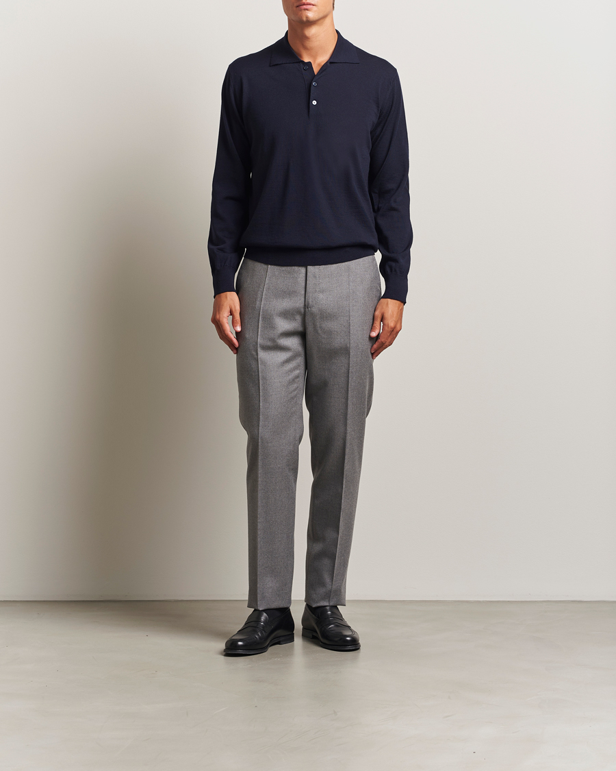 Men | Sweaters & Knitwear | Eton | Merino Knitted Polo Navy