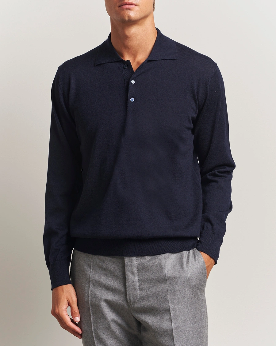 Men | Sweaters & Knitwear | Eton | Merino Knitted Polo Navy