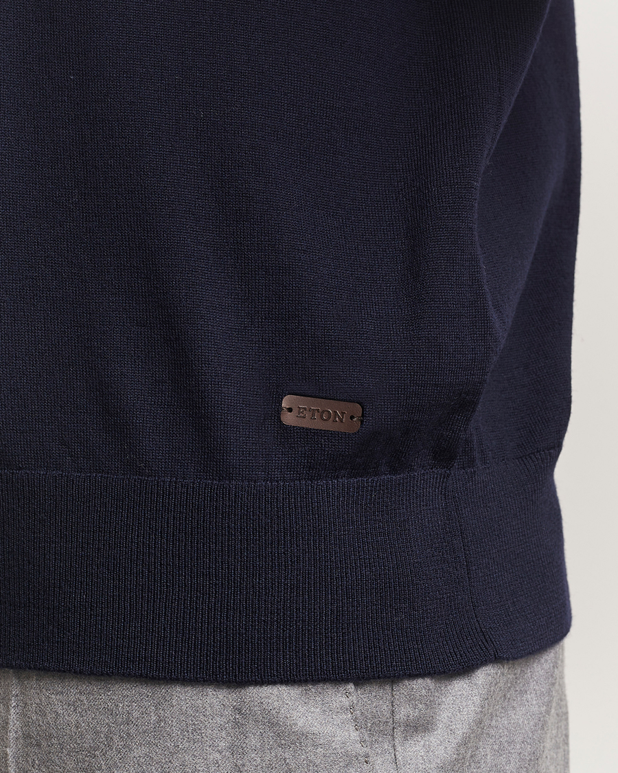 Men | Sweaters & Knitwear | Eton | Merino Knitted Polo Navy