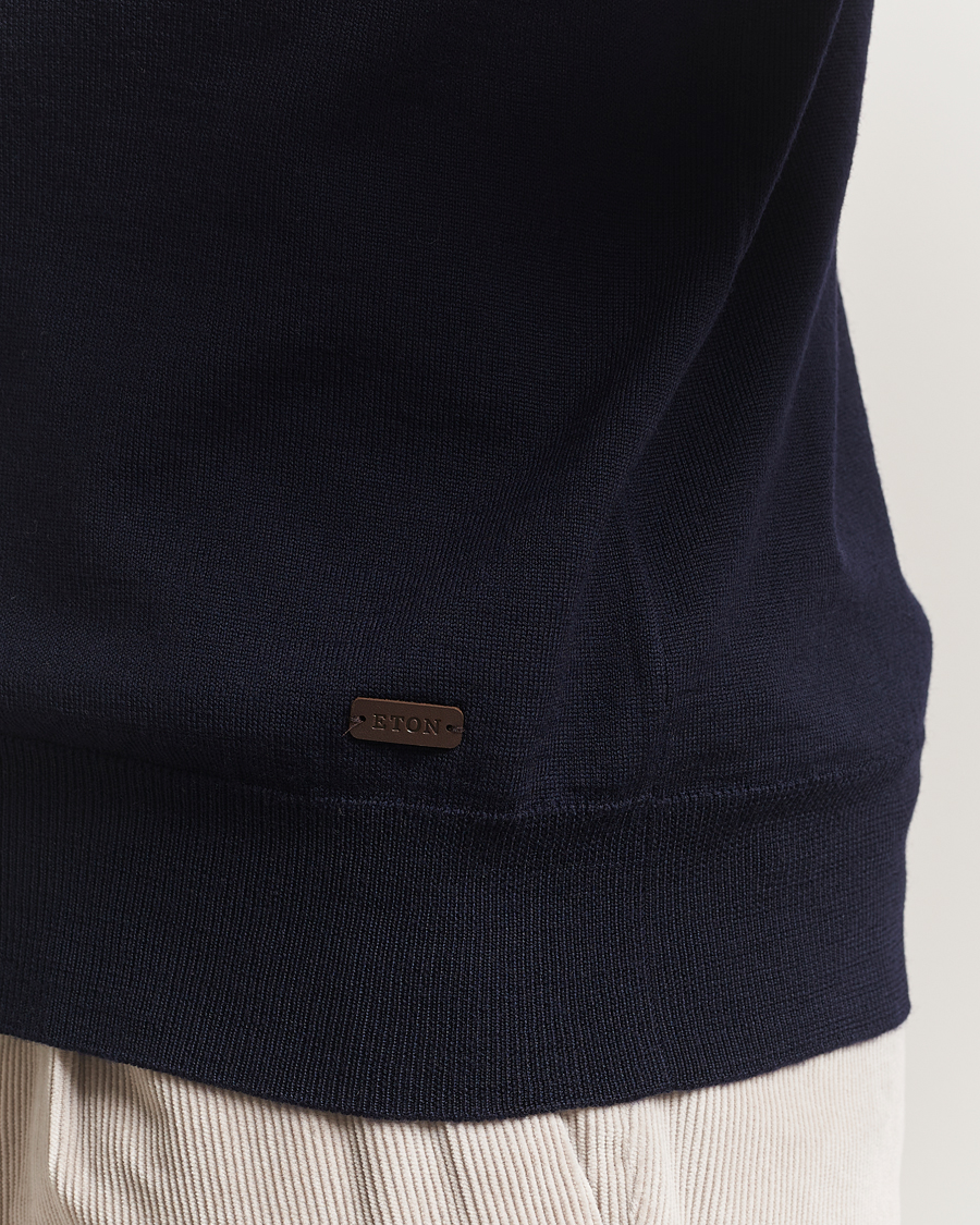 Men | Sweaters & Knitwear | Eton | Merino Knitted Half Zip Navy