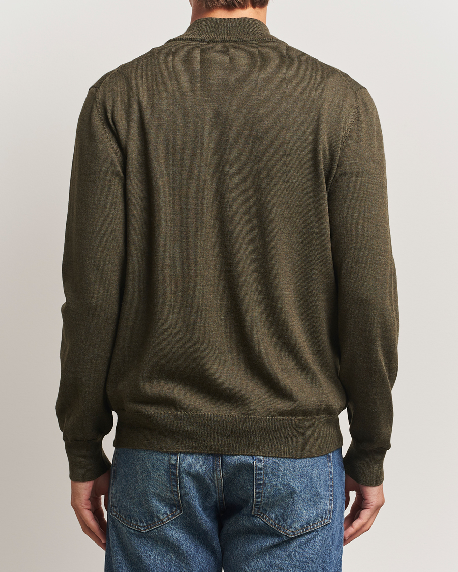 Men | Sweaters & Knitwear | Eton | Merino Knitted Half Zip Dark Green