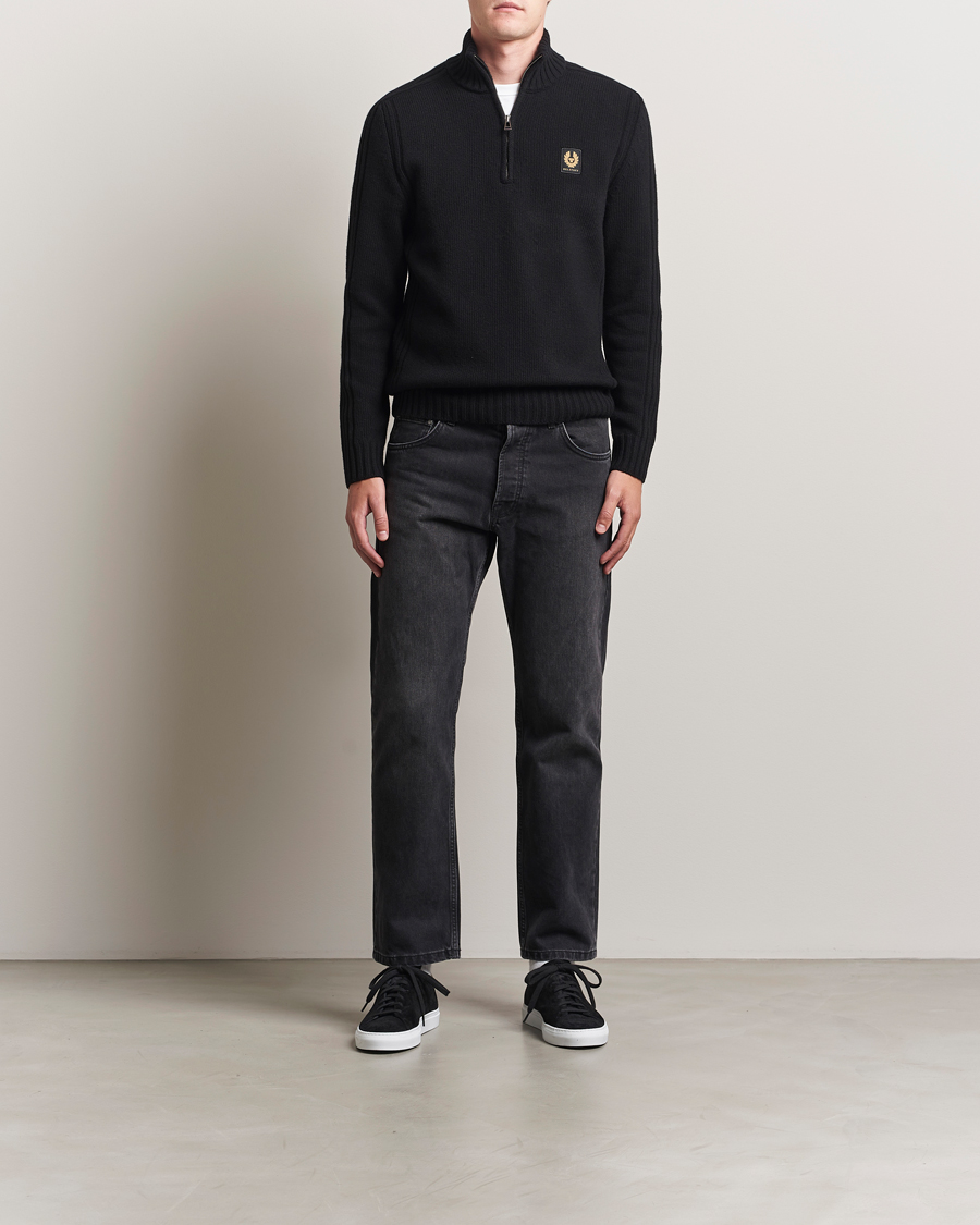 Men | Sweaters & Knitwear | Belstaff | Watch Wool Knitted Quarter Zip Black