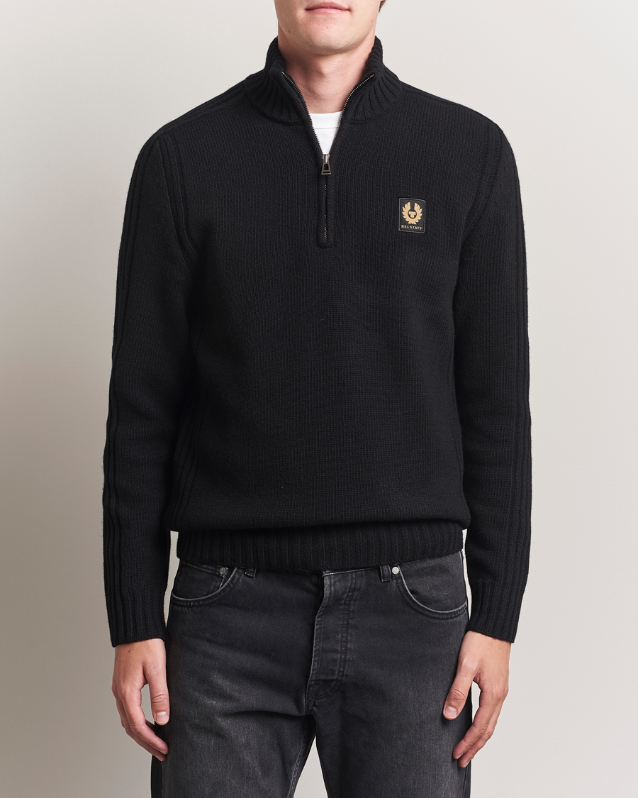 Men | Sweaters & Knitwear | Belstaff | Watch Wool Knitted Quarter Zip Black