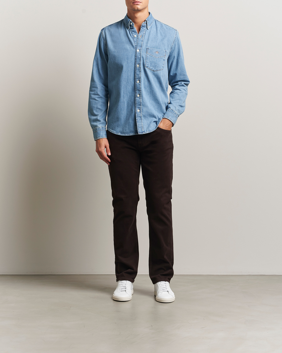 Men | Trousers | GANT | Regular Fit Moleskin 5-Pocket Trousers Deep Brown