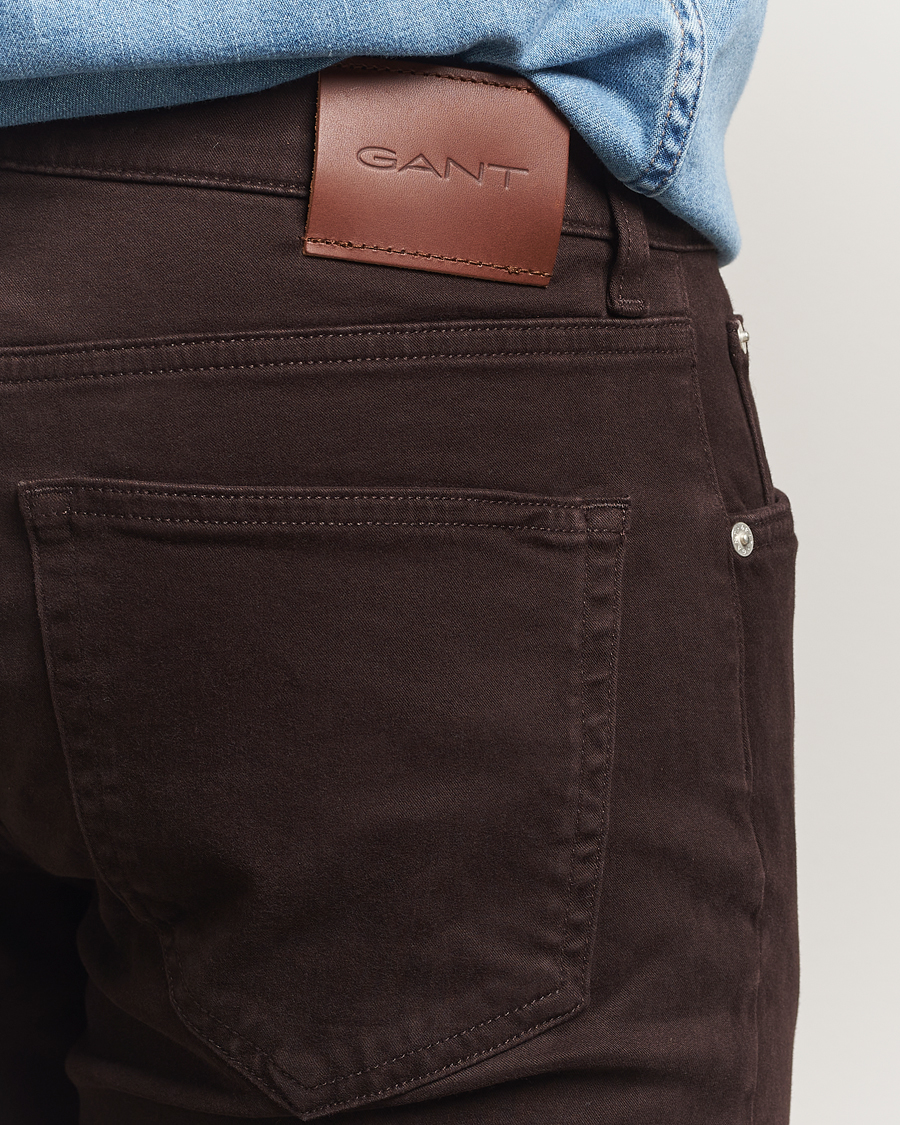 Men | Trousers | GANT | Regular Fit Moleskin 5-Pocket Trousers Deep Brown