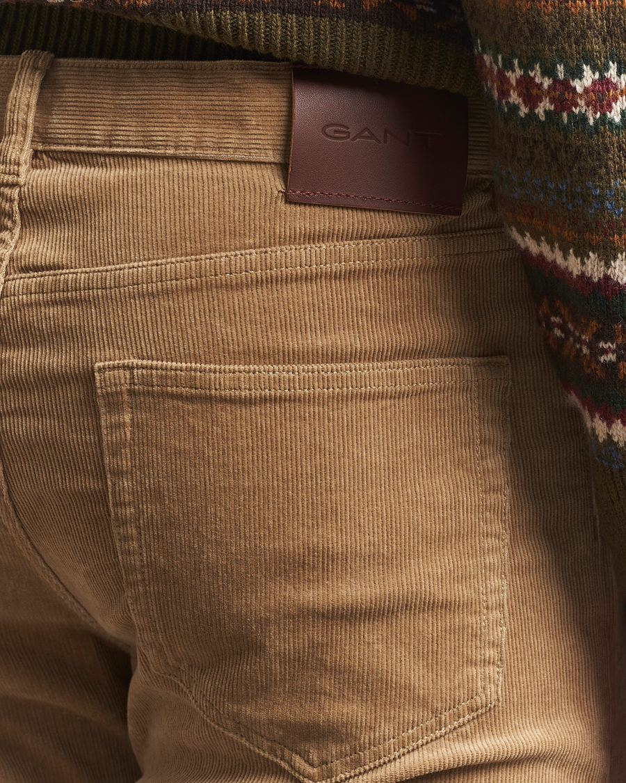 Men | Trousers | GANT | Cord 5-Pocket Jeans Light Taupe