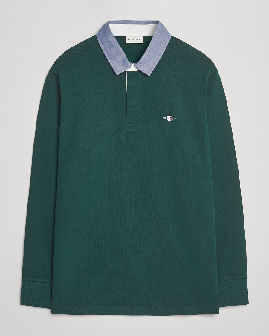 Men | Sweaters & Knitwear | GANT | Chambray Solid Heavy Rugger Tartan Green