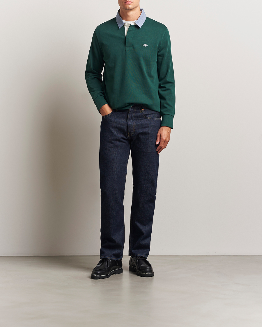 Men | Sweaters & Knitwear | GANT | Chambray Solid Heavy Rugger Tartan Green