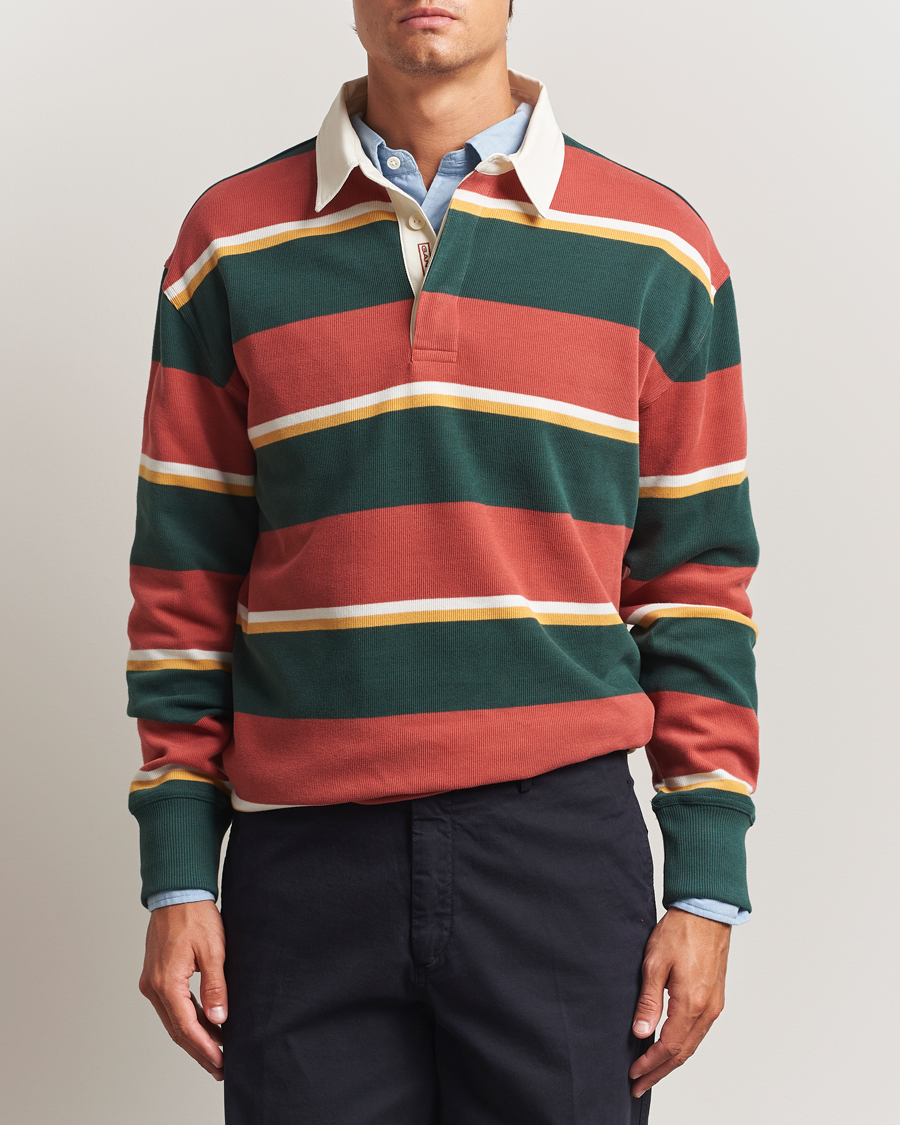 Men | Sweaters & Knitwear | GANT | Striped Heavy Rugger Modern Rust