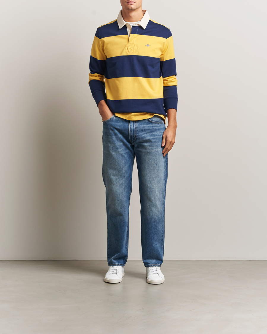 Men | Sweaters & Knitwear | GANT | Striped Heavy Rugger Persian Blue
