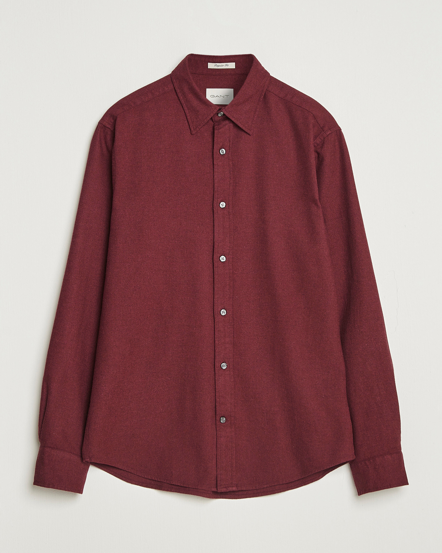 Men | Shirts | GANT | Regular Fit Flannel Shirt Plumped Red