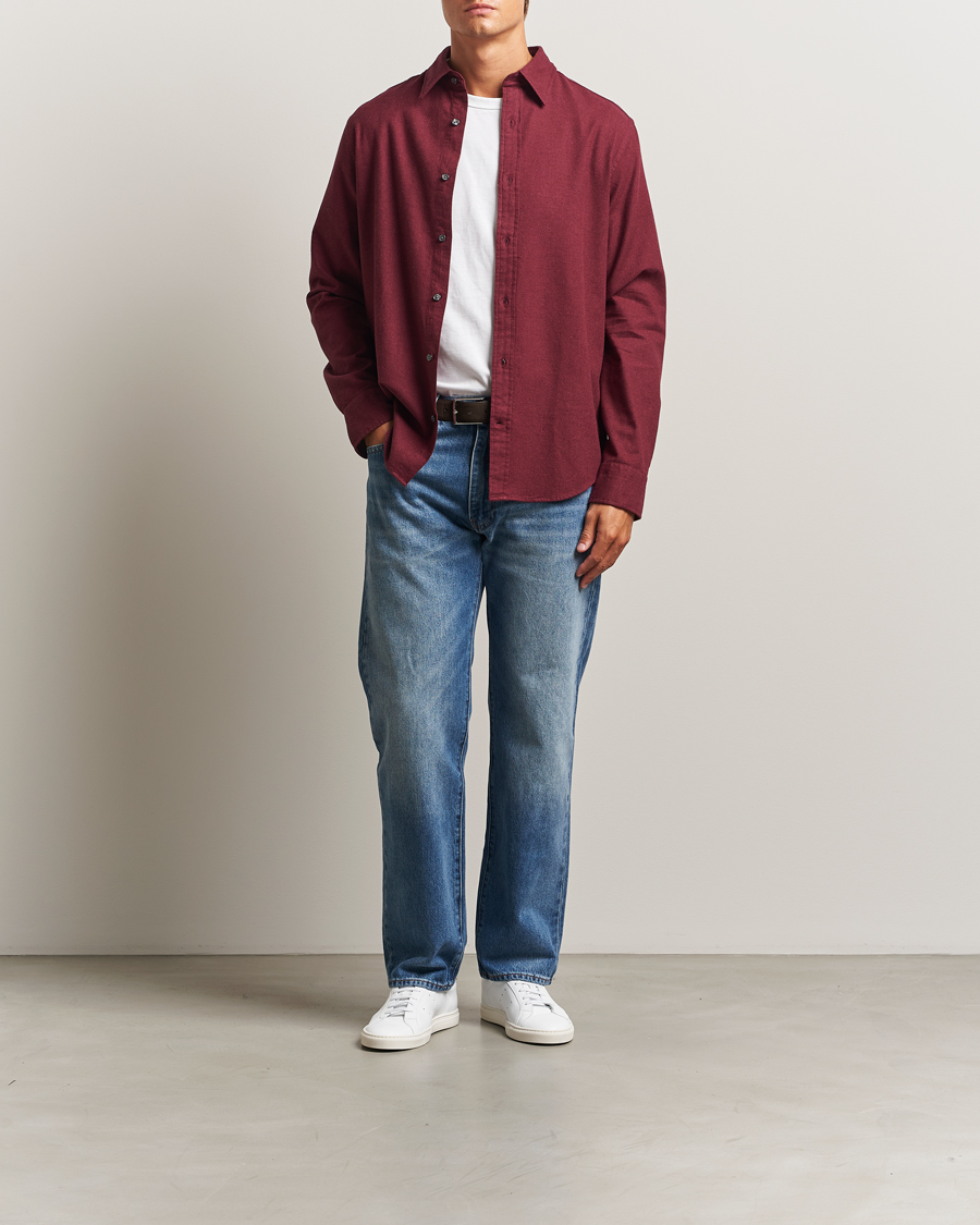 Men | Shirts | GANT | Regular Fit Flannel Shirt Plumped Red