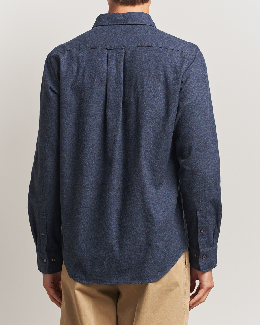 Men | Shirts | GANT | Regular Fit Flannel Shirt Dark Indigo Melange
