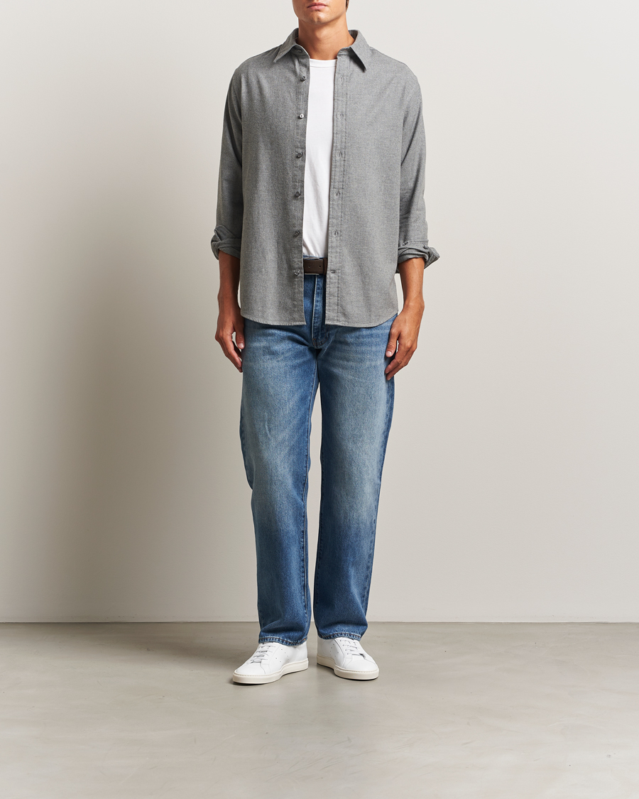 Men | Shirts | GANT | Regular Fit Flannel Shirt Dark Grey Melange