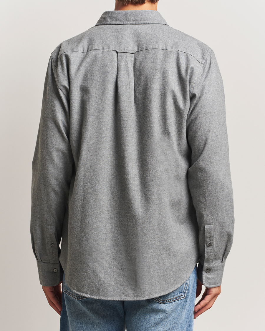 Men | Shirts | GANT | Regular Fit Flannel Shirt Dark Grey Melange