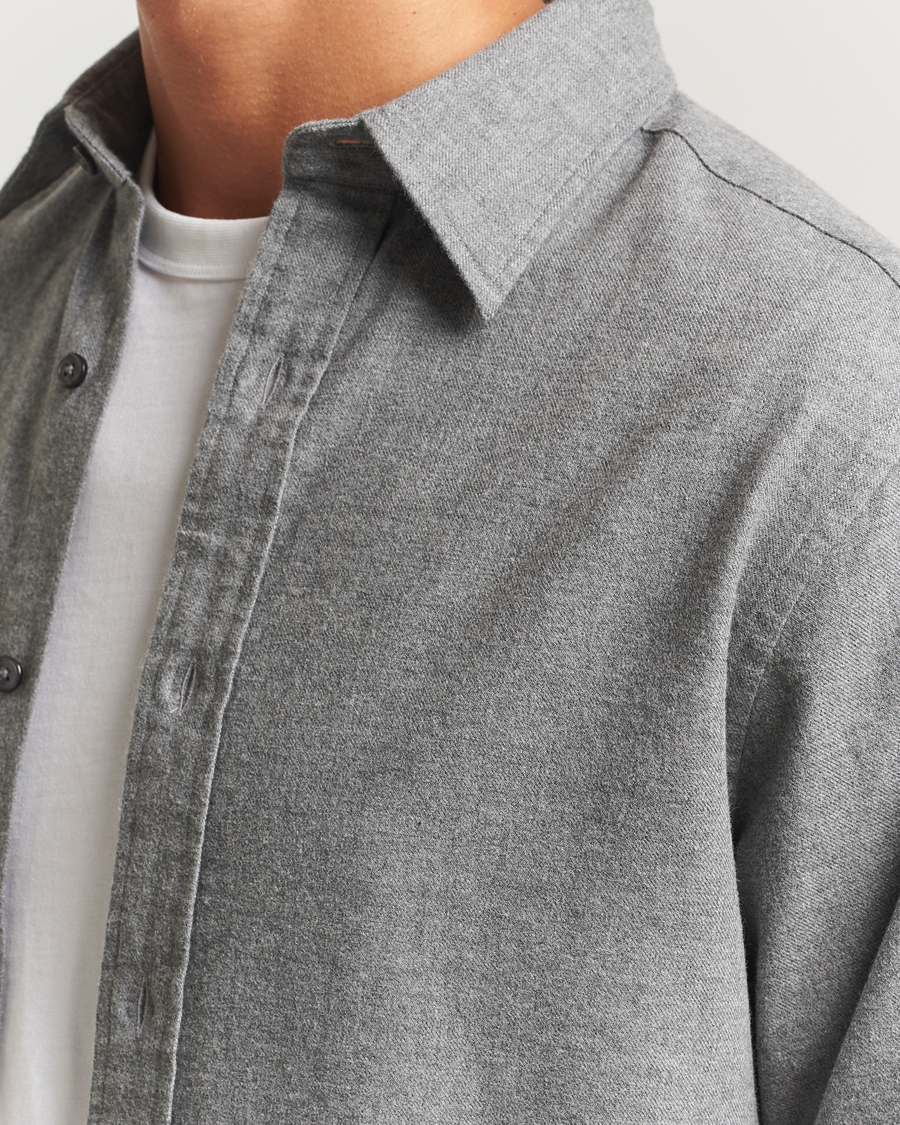 Men | Shirts | GANT | Regular Fit Flannel Shirt Dark Grey Melange