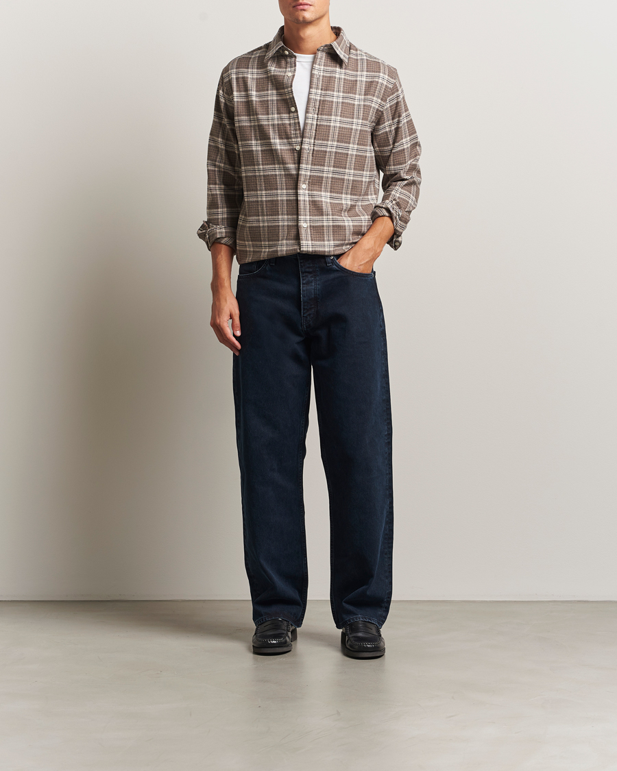 Men | Shirts | GANT | Regular Fit Checked Flannel Shirt Dark Hazelnut Melange