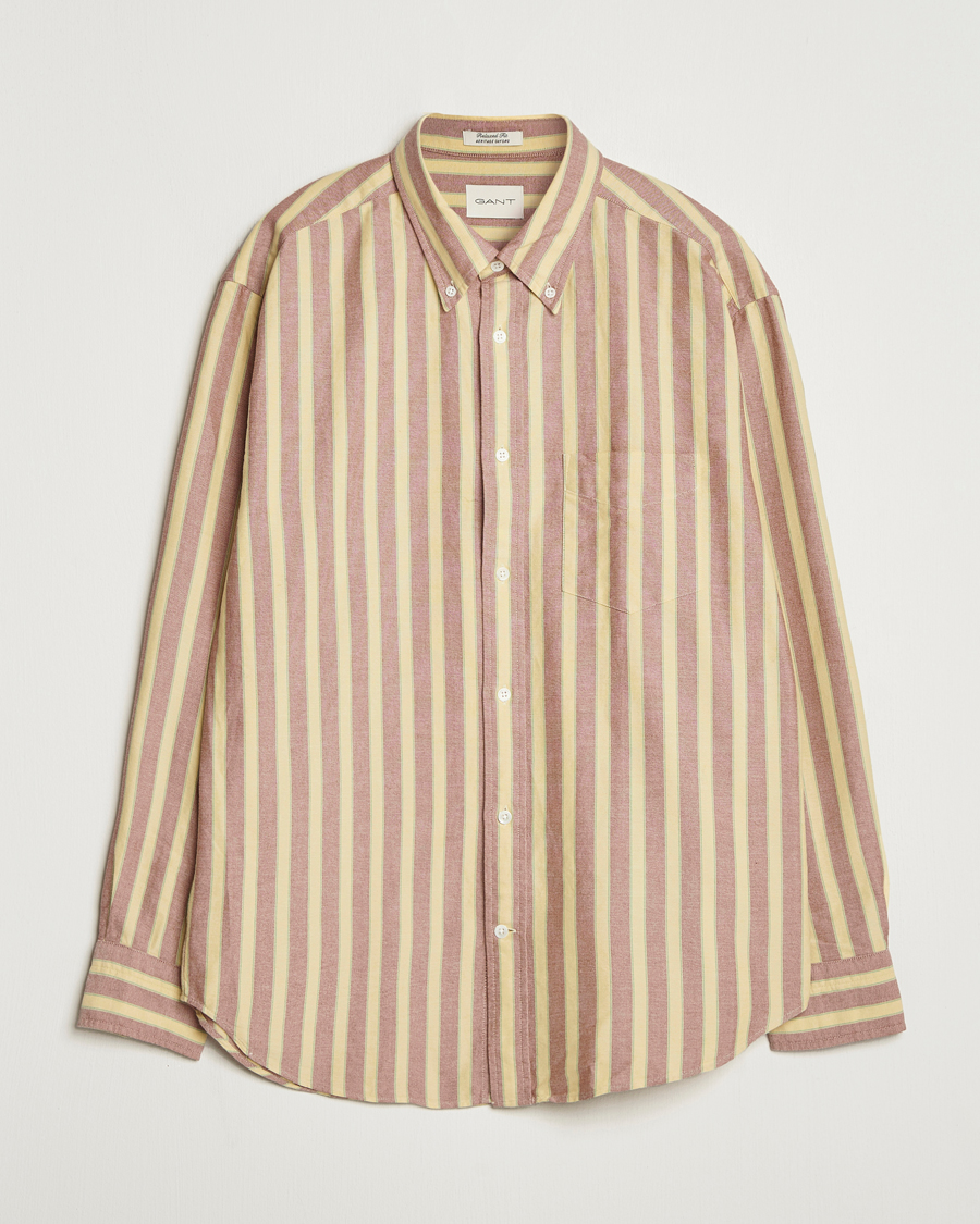 Men | Shirts | Gant | Relaxed Fit Striped Heritage Oxford Shirt Modern Rust
