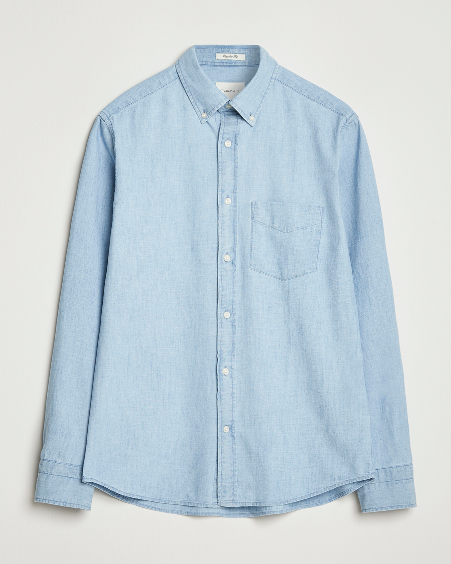 Men | Shirts | GANT | Regular Fit Chambray Shirt Light Blue