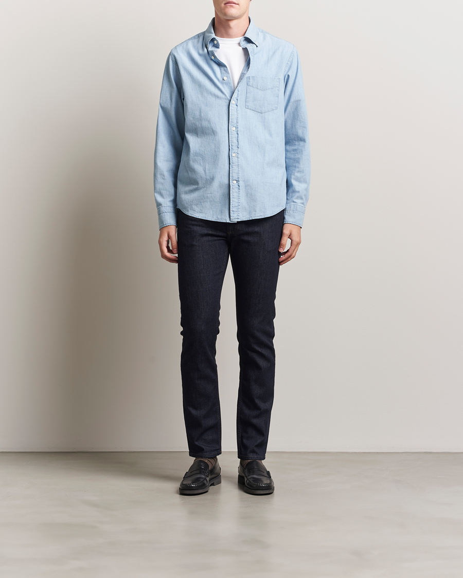 Men | Shirts | GANT | Regular Fit Chambray Shirt Light Blue