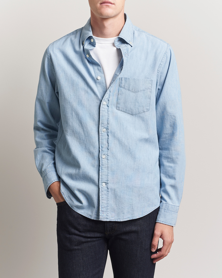 Men | Shirts | GANT | Regular Fit Chambray Shirt Light Blue