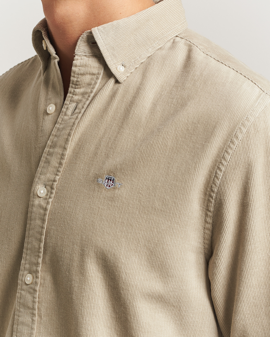 Men | Shirts | GANT | Regular Fit Corduroy Shirt Greige