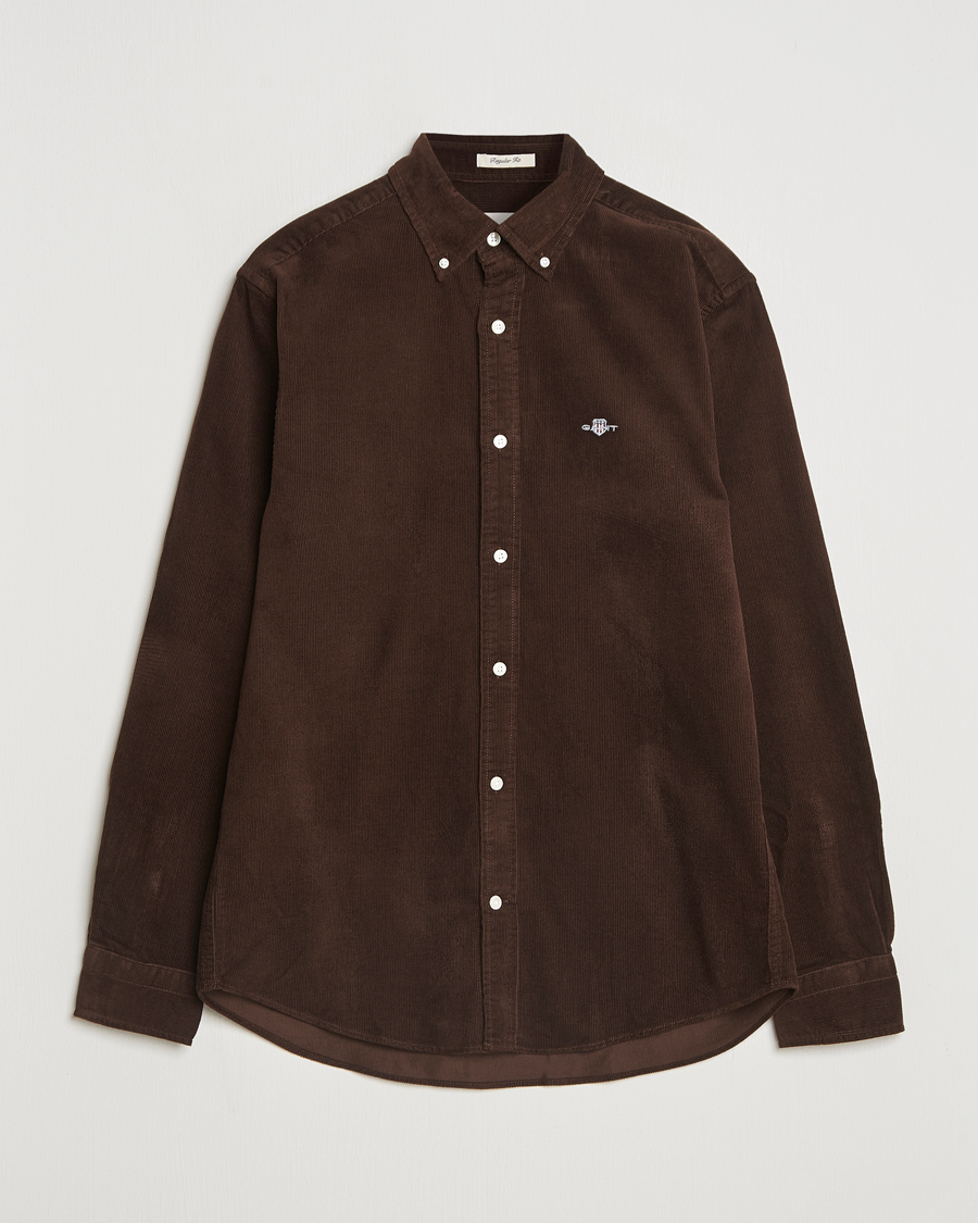 Men | Shirts | GANT | Regular Fit Corduroy Shirt Rich Brown
