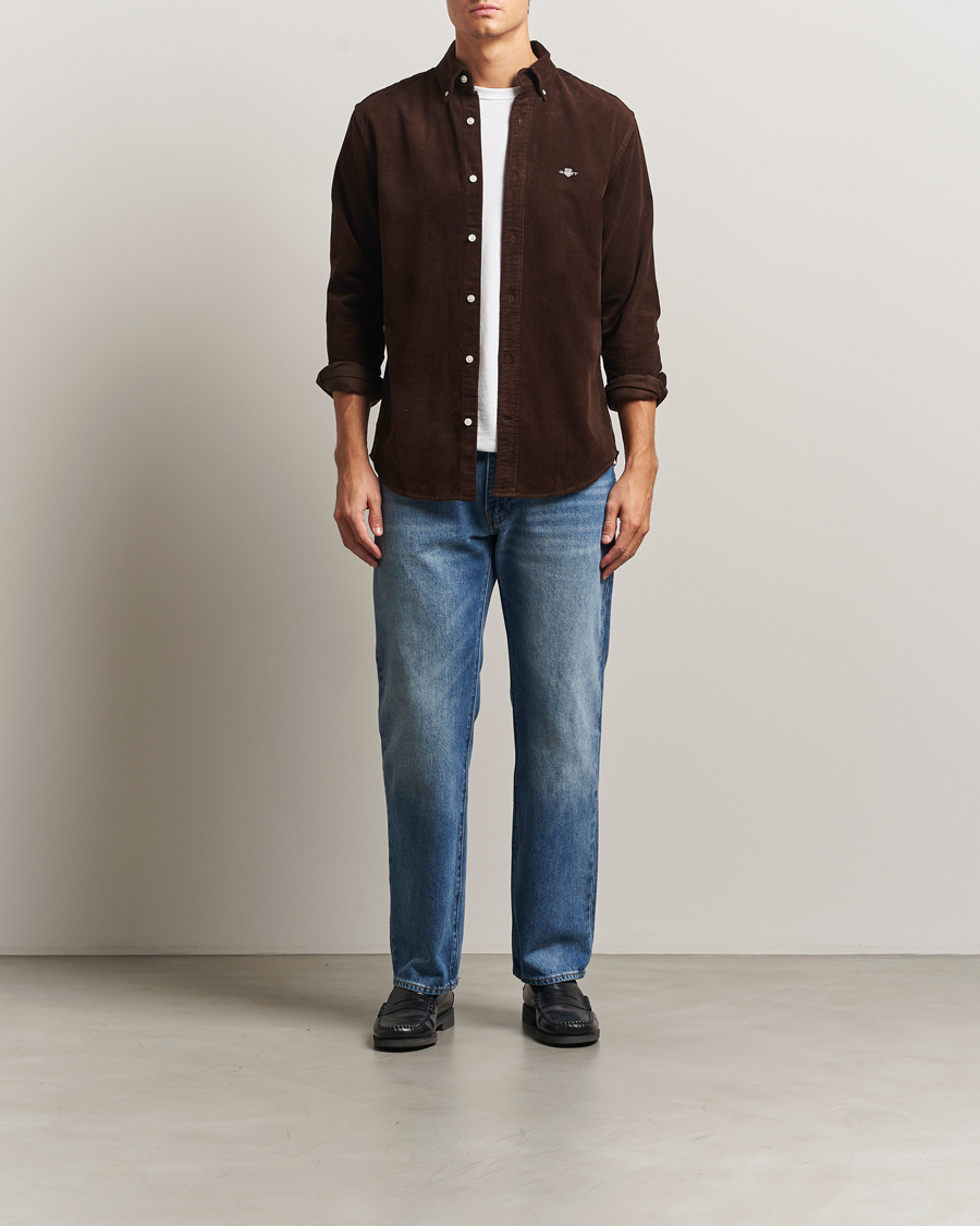 Men | Shirts | GANT | Regular Fit Corduroy Shirt Rich Brown